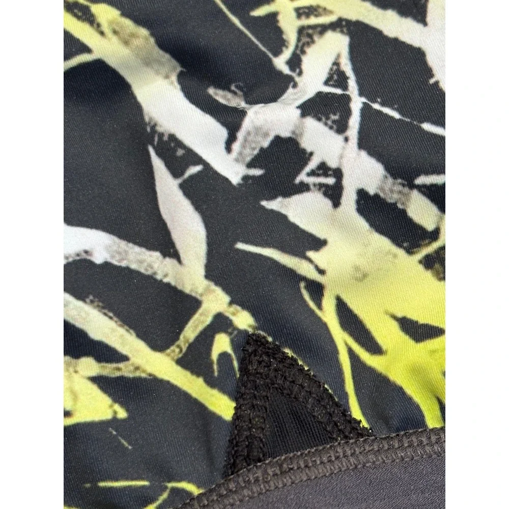 Zella Womens Medium Sports Bra Black Lime Green Abstract Print Adjustable Straps